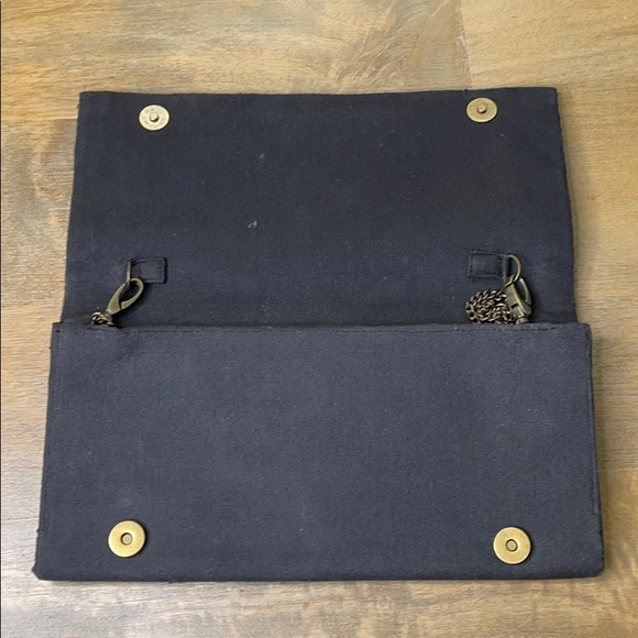 Ecoté Bronze Metal and Black Chevron Embellished Chain Clutch - Picture 8 of 10